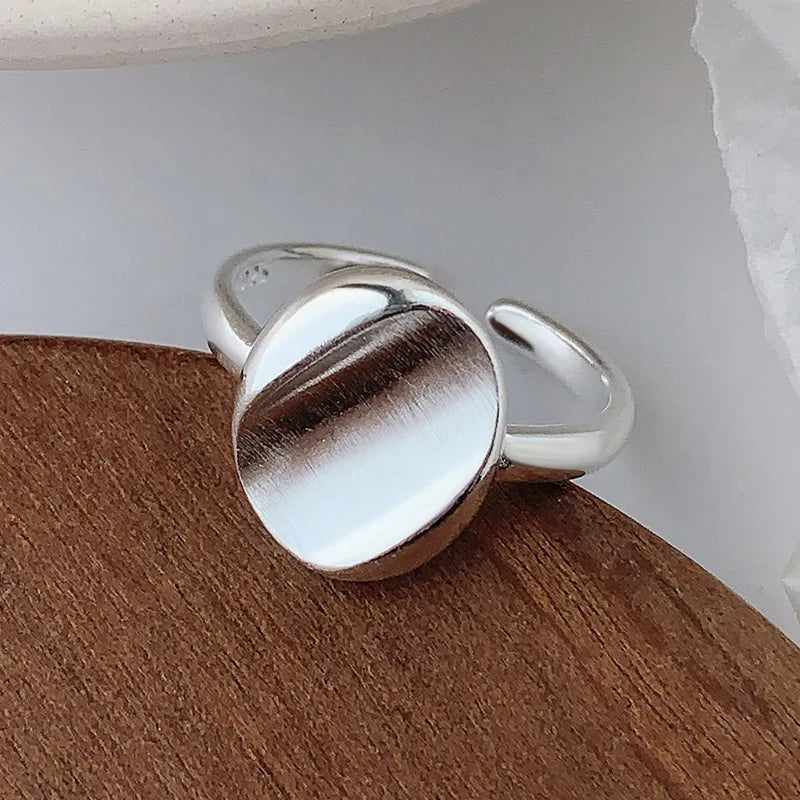 925 Sterling Silver Geometry Sanding Adjustable Rings For Women Elegant Wedding Luxury Jewelry Accessories Argent 925