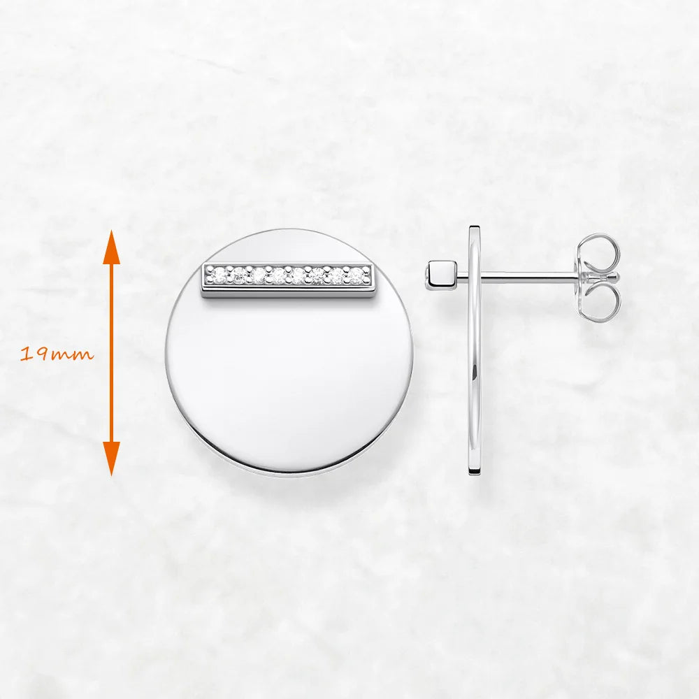 Together Forever Round Disc Necklace & Earring Set 925 Sterling Silver Gift