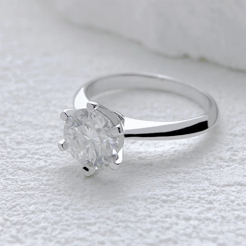 NeeTim 1-5CT Moissanite Ring Lab Diamond Solitaire Ring for Women S925 Silver Engagement Party Wedding Band Jewelry Certified