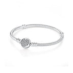 Original 925 Sterling Silver Bracelets Bangles Love Heart Clip Charms Beads Snake Chains For Women Rose Gold DIY Luxury Jewelry