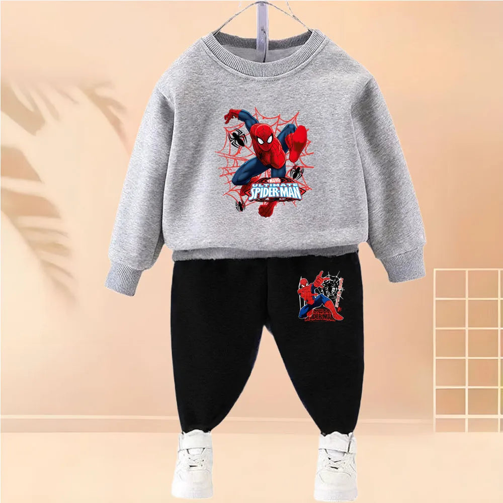 Boys Cartoon Print Pullover and Trousers 2-Piece Thin Casual Tracksuit