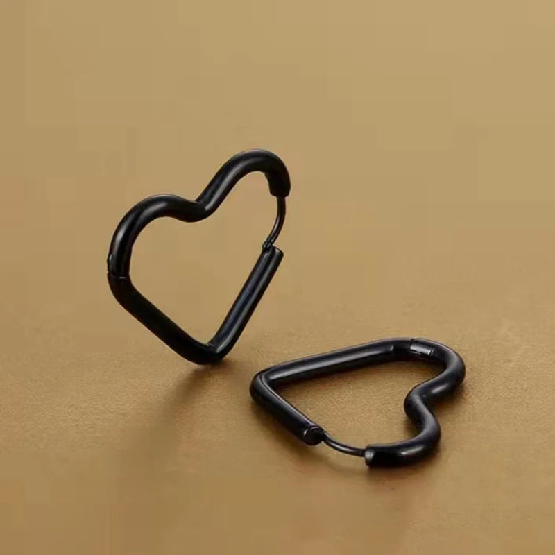 Fashion Minimalist Gold Colour Stainless Steel Heart Earrings Punk