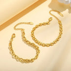 Gold Color Link Bracelet, Layering Bracelets for Women ,Stainless Steel Chain Adjustable Waterproof Jewelry
