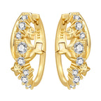925 Sterling Silver Curled Grass Pattern Flower Hoop Earrings Women's Jewellery