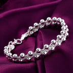 Braided Beads Chain Bracelet 925 Sterling Silver Women Christmas Gift