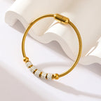 Heart Roman Numeral Zircon Bead Stainless Steel Snake Bone Bracelet
