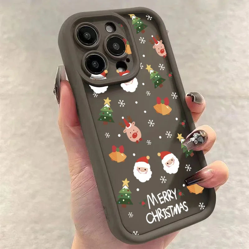 Christmas Santa Elk Case for iPhone 17 16 15 14 13 12 11 Pro Max XR 7 8 Plus