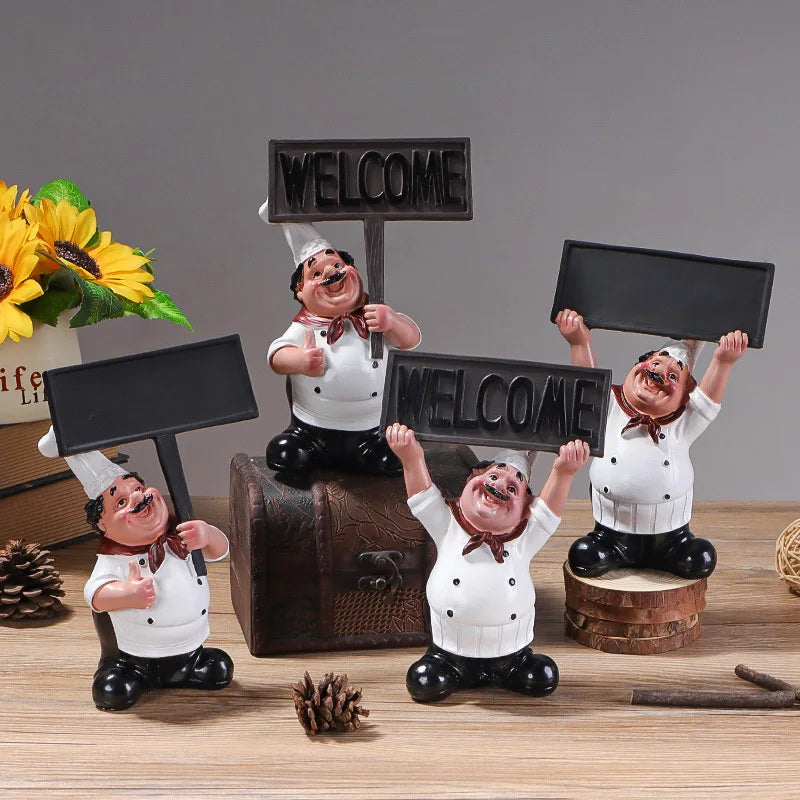 Chef Figure Collections Paper Holder Sculpture Dinner Table Kitchen Decoration
