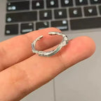 925 Sterling Silver Luxury Quality Irregular Drop Glue Adjustable Ring Accessory