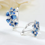 925 Sterling Silver Blue Iris Flower Hoop Earrings Anniversary Jewellery Gift