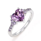 925 Sterling Silve Sparkling Zircon White Purple Elegant Love Heart Rings for Women Party Engagement High Quality Fine Jewelry