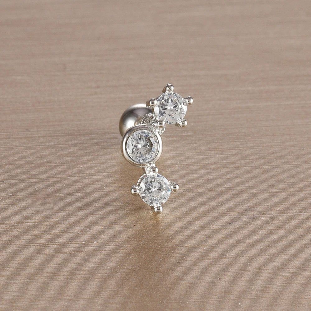 1PC 6 Styles Stainless Steel Mini Zircon Cartilage Piercing Stud