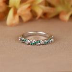 Minimalist Small Green Stone Crossed Rings For Women Silver Color Stacking Thin Wedding Bands Daily Party Zircon Finger Jewelry