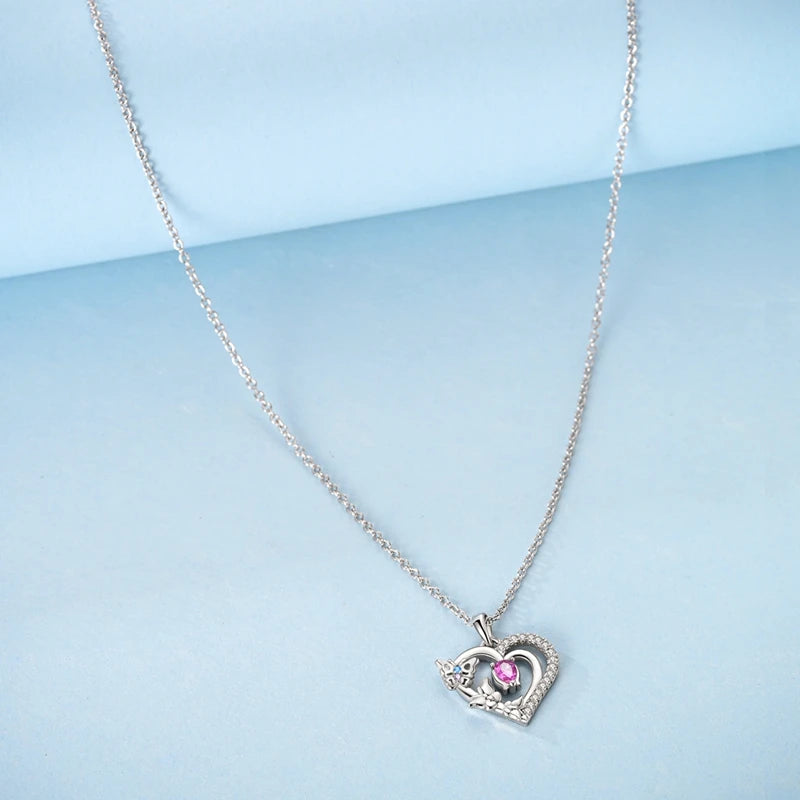 925 Sterling Silver Luminous Firefly Heart Shaped Zircon Pendant Necklace For Women Fashion Anniversary Birthday Jewelry Gifts