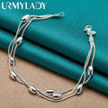 Fashion Bead Chain Bracelet 925 Sterling Silver Women Lady Wedding Jewellery