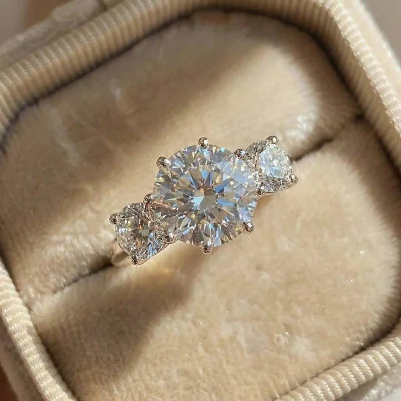 925 Sterling Silver Simple Elegant Wedding Ring Brilliant Cubic Zirconia Engagement Eternity Jewellery