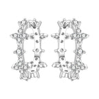 925 Sterling Silver Flower Plant Zircon Circle Hoop Earrings Jewellery Gift
