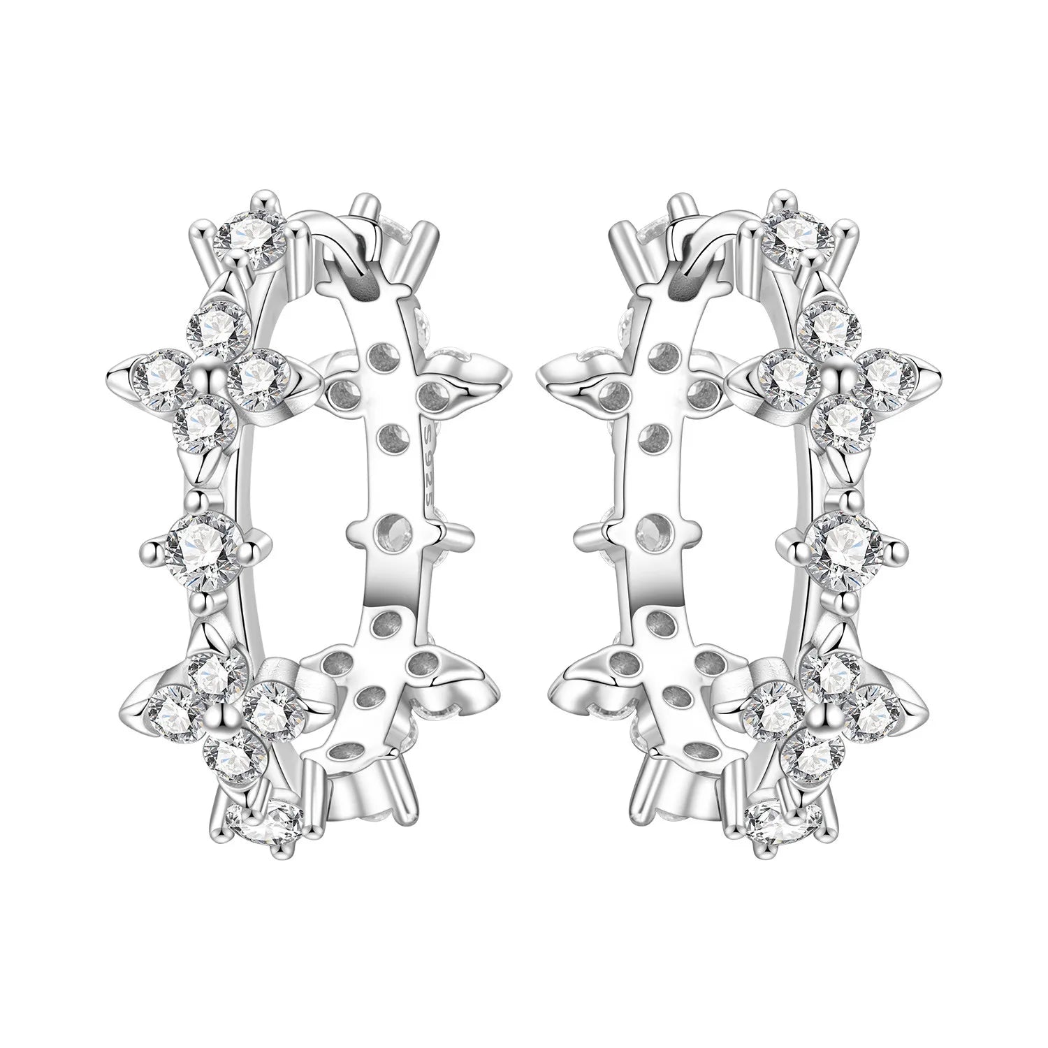 925 Sterling Silver Purple Flowers Versatile Hoop Earrings Fine Birthday Gift