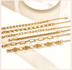 Chunky Stainless Steel Link Chain Bracelet For Woman, Gold Plated Layering Bracelets Wristband Waterproof Jewelry
