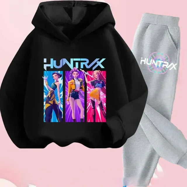 Toddler Girls Kpop Demon Hunters Fashion Hoodie & Sweatshirt Set Kids Suit