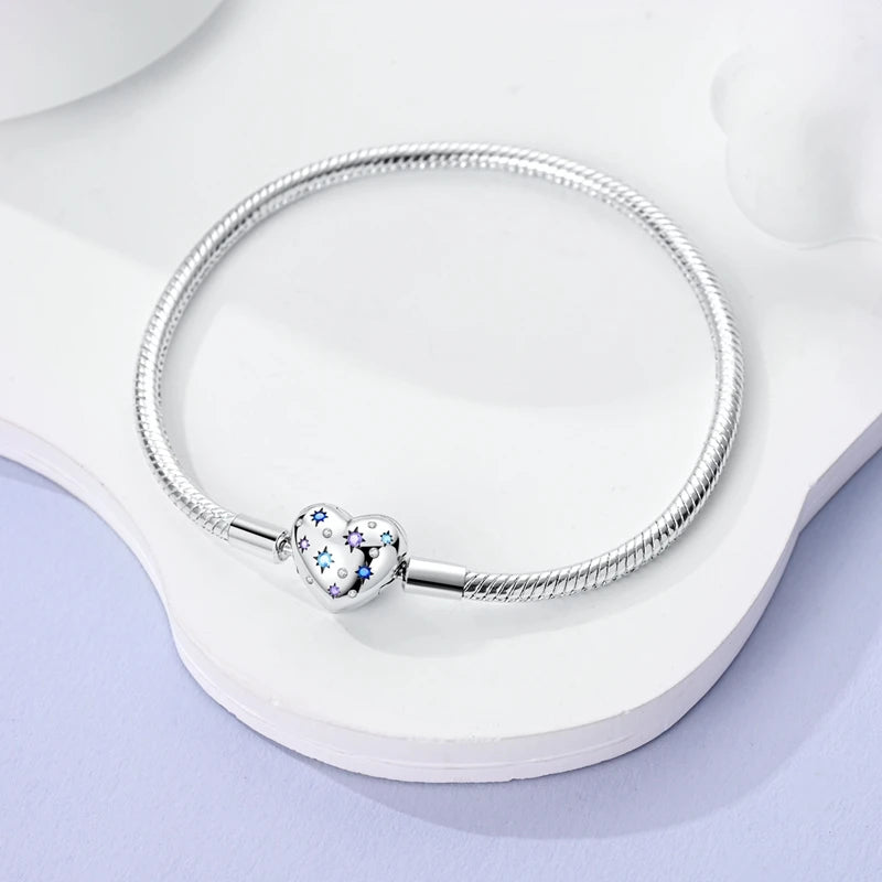 925 Sterling Silver Forever Love Peach Heart Bracelets Star Moon Airplane Earth Bracelets For Women Fit DIY Charms Party Jewelry