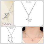 Original 925 Sterling Silver 18K Gold Heart Lock and Key Necklace Y-shaped Chain Necklace For Women Memorial Prayer Jewelry Gift