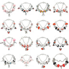 Red Pink Black Crystal Animal Charm Bracelet Heart Mickey Minnie Gift