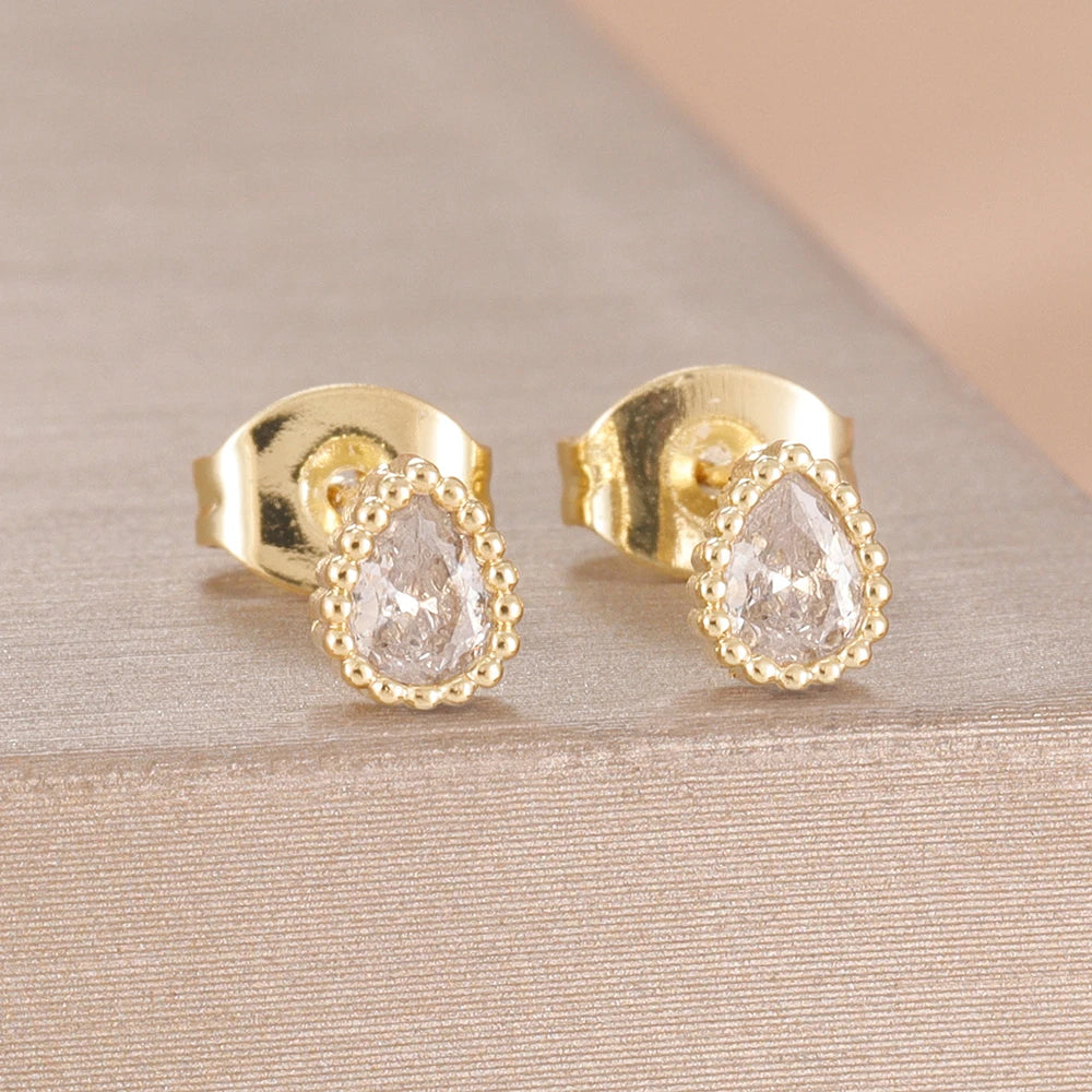 2PCS Fashion Geometry Zirconia Twinkle Star Stud Earrings Shinny