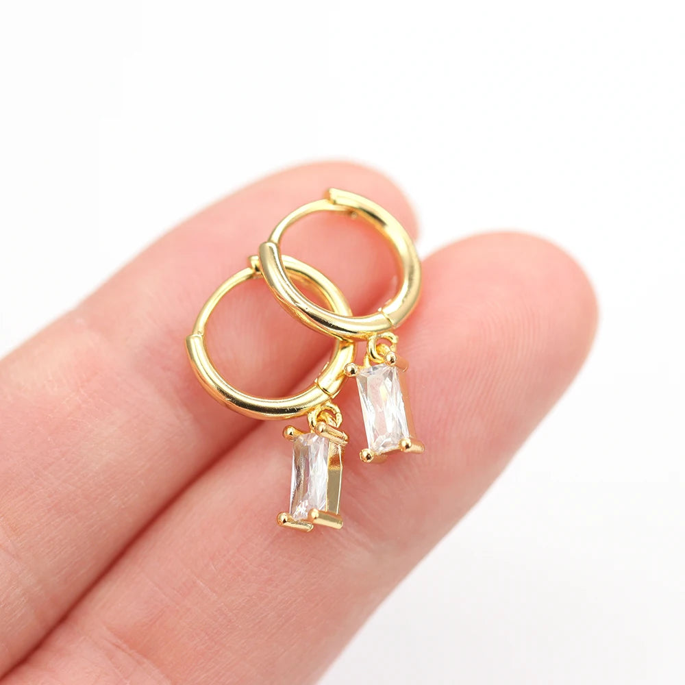 Vintage Stainless Steel Crystal Star Chain Hoop Earrings Trendy Punk