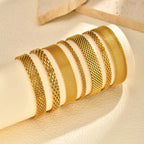 Stainless Steel 18K Gold Plated Bracelet for Women, Adjustable Weaving Mesh Chain, Exquisite Jewelry Gift