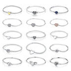 Original 925 Sterling Silver Bracelets Bangles Love Heart Clip Charms Beads Snake Chains For Women Rose Gold DIY Luxury Jewelry