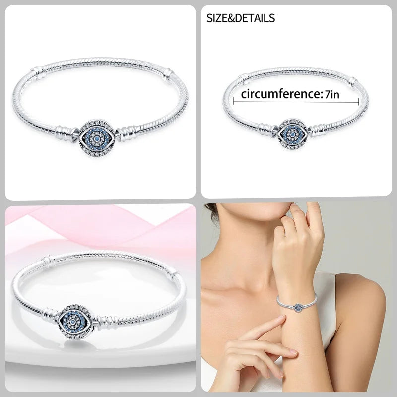 925 Silver 17-20CM Heart Pave Zirconia Original Bracelets Infinity Bracelet Fit DIY Charms Bead Birthday Jewelry Gifts Hot Sale