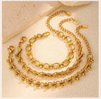 316L Stainless Steel Chunky Chain Bracelet for Women, 18k Gold Plated Waterproof Stackable Jewelry