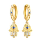 925 Sterling Silver Fatima's Hand Devil's Eye Drop Earrings Trendy Jewellery