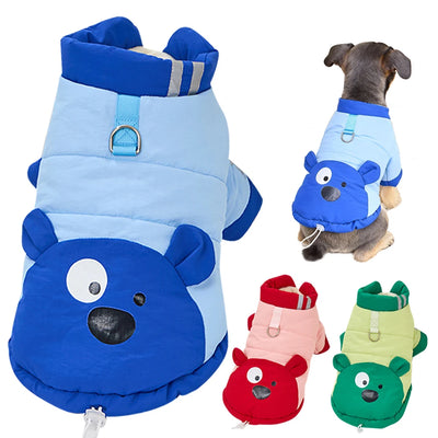Dog Winter Coat Fleece Jacket Cute Bear Puppy Outfit Warm Winter Clothes