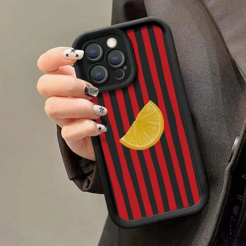 Lemon Cool Stripe Case for iPhone 17 16 15 14 13 12 11 Pro Max XS XR 7 8 Plus