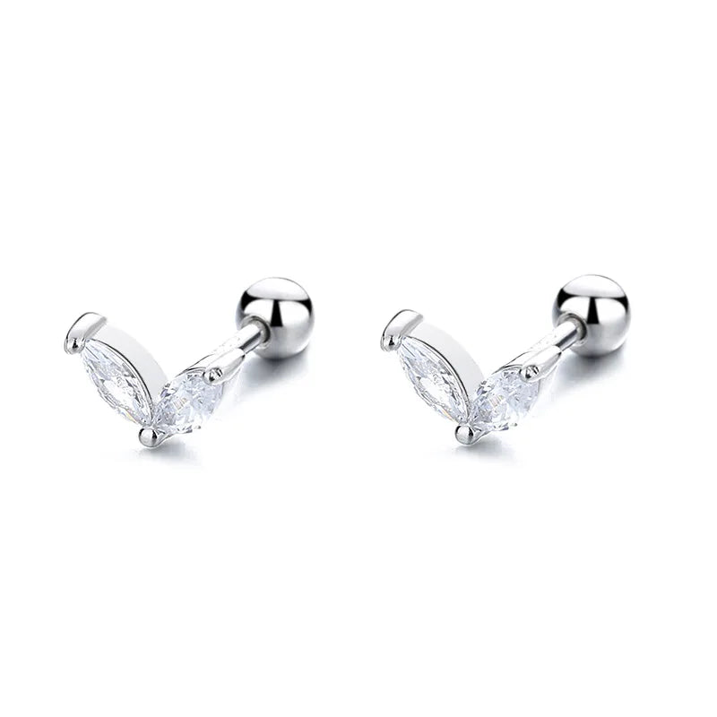 2PCS Stainless Steel Circle Hoop Earrings Colourful Zircon Crystal