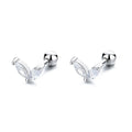 2PCS Stainless Steel Circle Hoop Earrings Colourful Zircon Crystal