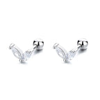 2PCS Stainless Steel Circle Hoop Earrings Colourful Zircon Crystal