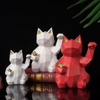 25cm Resin Lucky Cat Statue Nordic Animal Figurine Office Living Room Ornaments