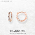 French Setting Rose Gold Hinged Hoop Earrings 925 Sterling Silver Gift