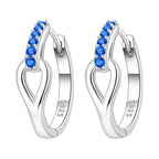 925 Sterling Silver Blue Zircon Starry Sky Hoop Earrings Trendy Jewellery