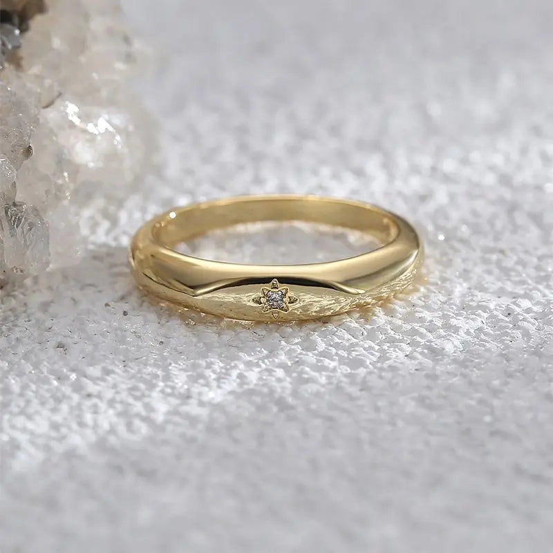 925 Sterling Silver Fashion Wedding North Star Ring Cubiz Zircon Engagement Accessory