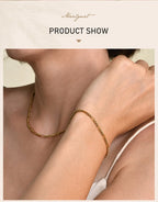 Handmade Clavicle Chain Bracelet for Women, Chic Stainless Steel Link Waterproof Jewelry