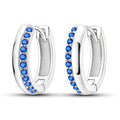 925 Sterling Silver Geometric Minimalist Blue Zircon Circle Hoop Earrings Gift