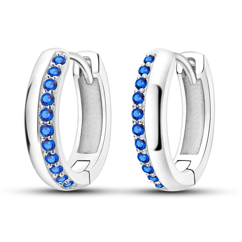 925 Sterling Silver Purple Inlaid Stone Versatile Hoop Earrings Birthday Gift