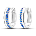 925 Sterling Silver Sparkling Blue Yellow Zircon Hoop Earrings Jewellery Gift