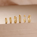 6PCS Exquisite Zircon Geometric Circle Earrings Set Gold Colour Steel