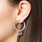 Winter Sun Rays Hoop Earrings 925 Sterling Silver Trendy Glamour Gift