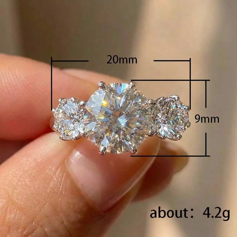 925 Sterling Silver Simple Elegant Wedding Ring Brilliant Cubic Zirconia Engagement Eternity Jewellery